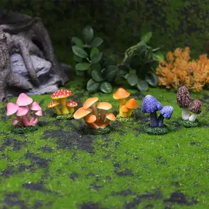 Resin Mushroom Garden Ornament, 6 Counts/set Mini Mushroom Design Ornament, Multifunctional Outdoor Landscape Decoration Ornament, Home Decor Supplies, Garden Accessory, Mushroom Sculpture, Statue
