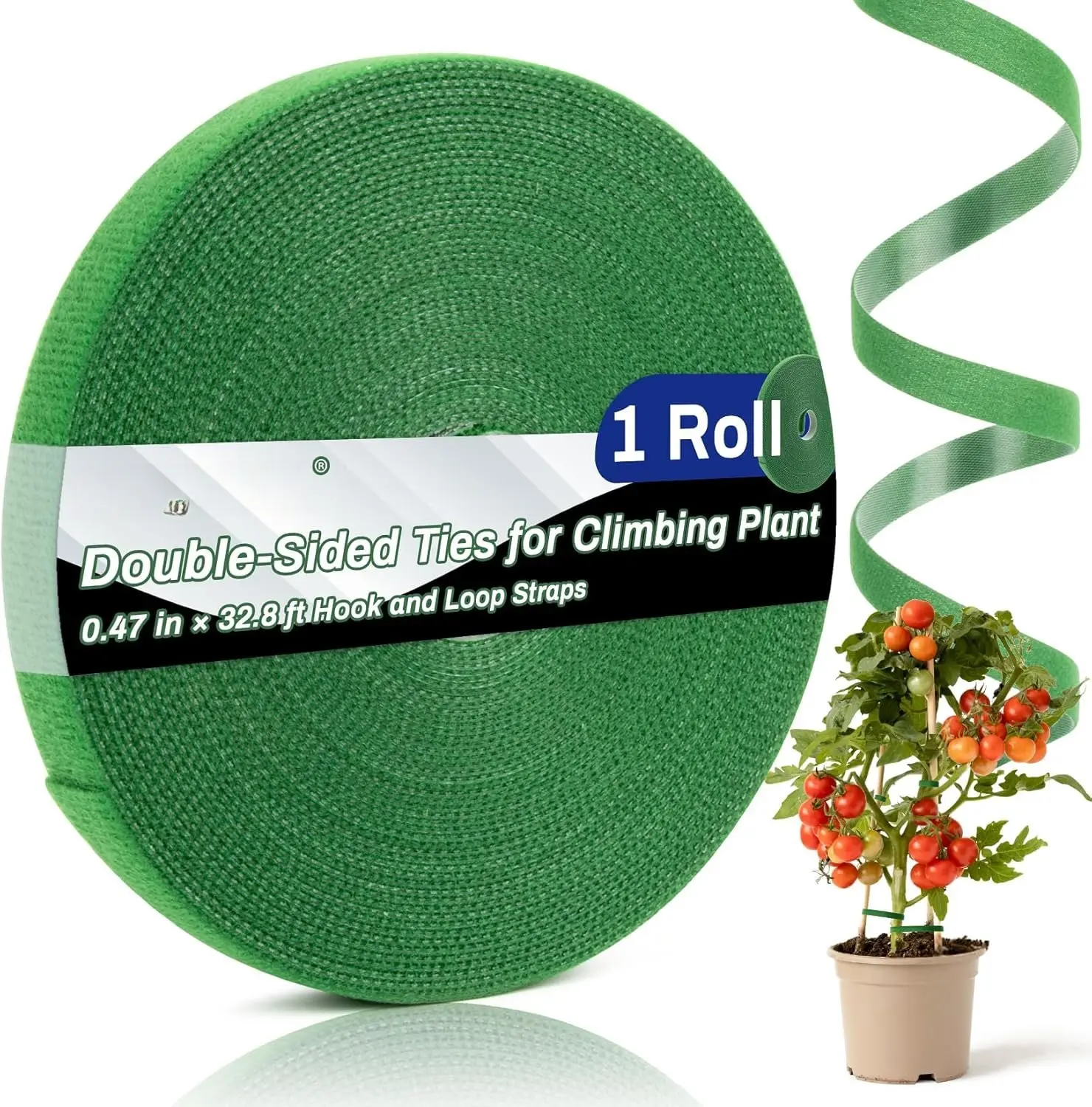 Plant Support Tape - 1 Roll, Durable Double-Sided Easy-to-Cut Adjustable Tape, [Missing Width]in x 32.8ft, Soft Surface for Secure Binding, Organize Wires, Garden Plant Care, Curtains Umbrellas Tents