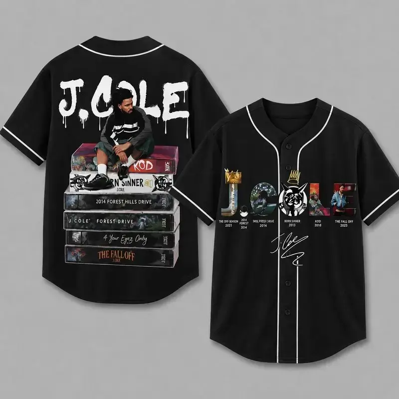 J. Cole The Fall-Off Tour 2026 Baseball Jersey, Disc 29, Disc 39 Hip-Hop Shirt, The Fall-Off Album Jermaine Lamar Cole Fan Graphic Tee, Cole World Music Fan Merch Shirt, Gifts Fan