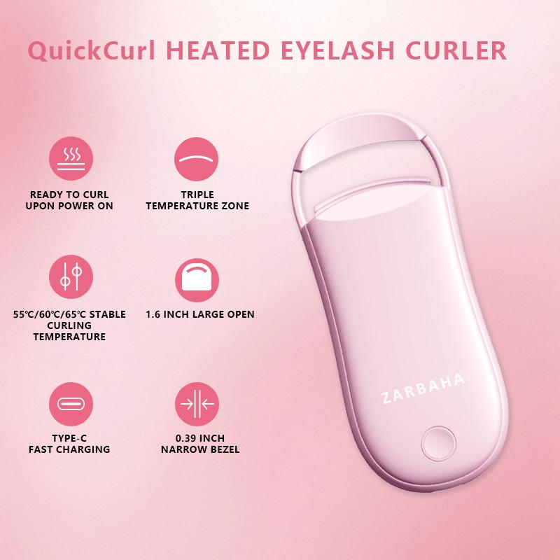 Heated eyelash curler -10 second heating, 3-second curling, mini anti scald design, equipped with thermal silicone pad, 24-hour long-lasting shaping, creating natural beautiful eyelashes, dual temperature control, Type-C charging