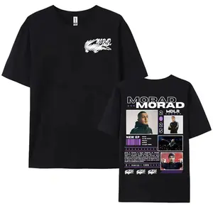 Menswear Morad MDLR Album Tour Graphic Print T-Shirt - 100% Cotton, Oversized, Aesthetic Classic Hip Hop Short Sleeve Cargo Sports Top