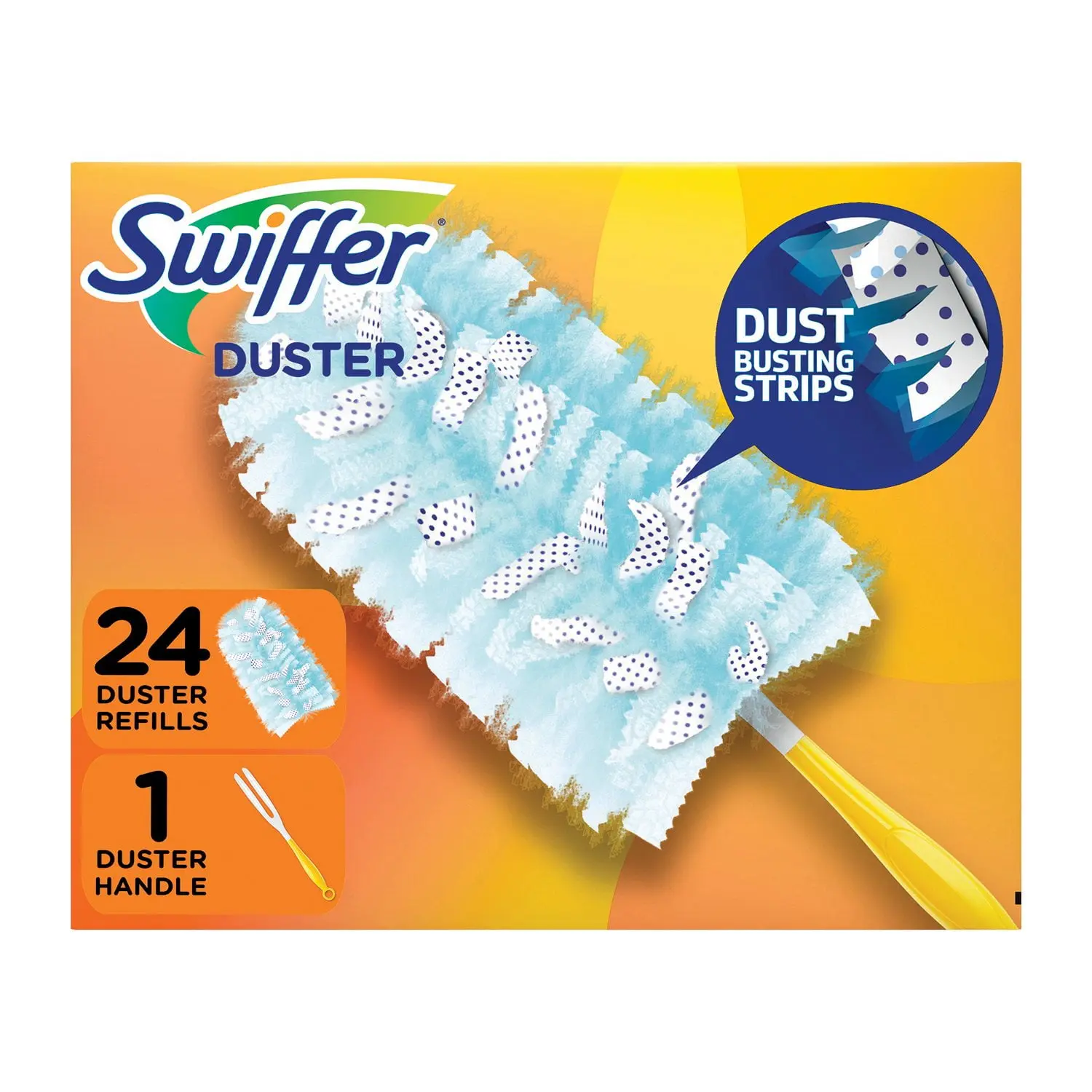 Swiffer Duster Set - Pack of 3 Kits, Lightweight Compact Handle + Effective Dust Trapping Refills, 24 Ct, Ideal for Cleaning Blinds