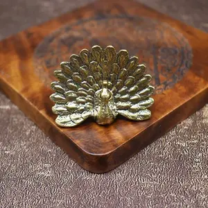 Brass Peacock spreads its veil Statue Desktop Ornament Vintage Animal Figurines Miniatures Decoration Crafts Home Decor