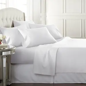 Full Size Bed Sheet Set for Teens, Hotel Premium Sheets with 4 Pillowcases, Lightweight Brushed Microfiber Deep Pockets, Breathable Cooling 6 Piece White Bedding Sets