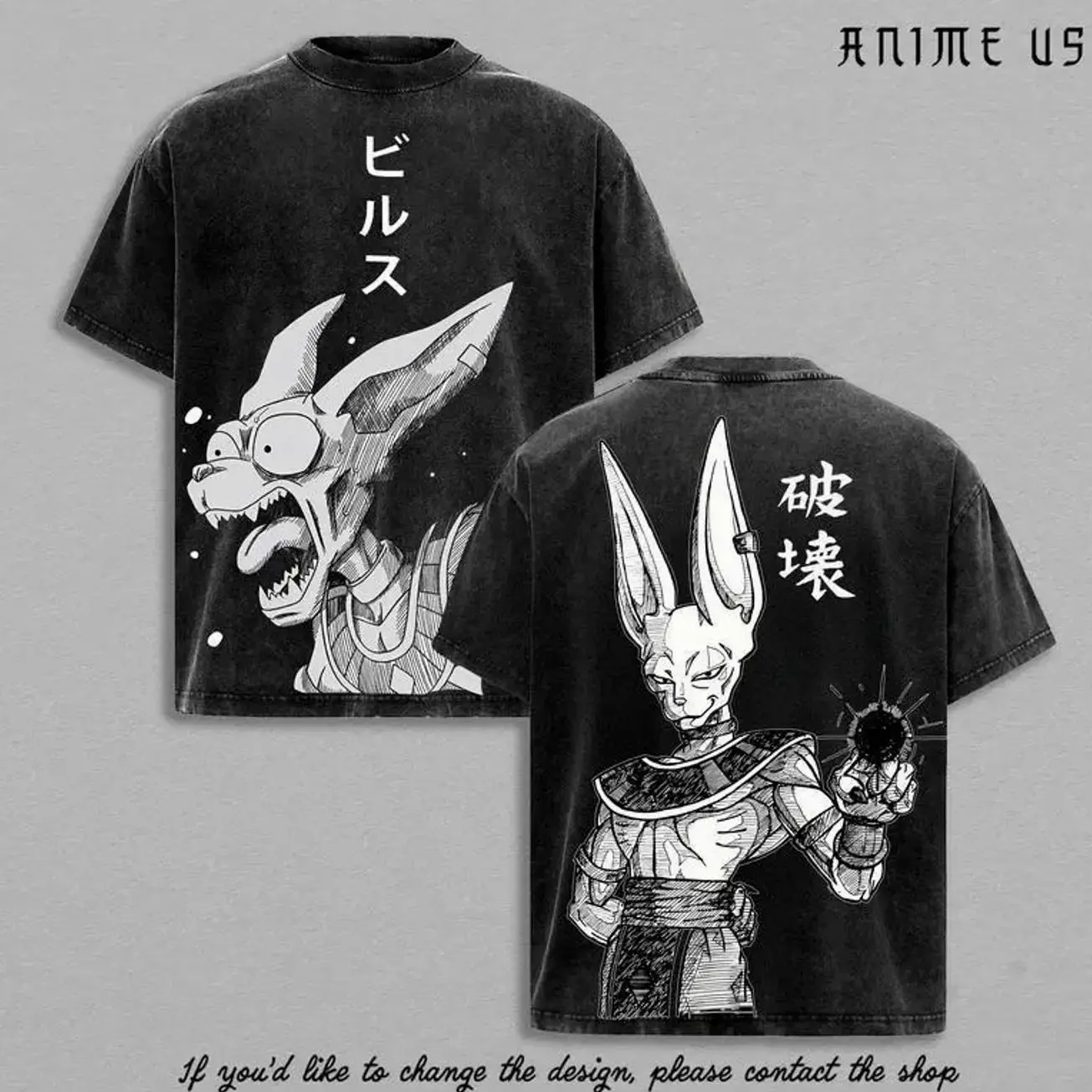 Beerus God of Destruction DB Super Anime Shirt Vintage Washed Oversize T Shirt Black Grey Retro Graphic Powerful Divine Energy Streetwear YFS