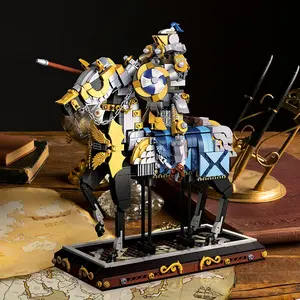 Medieval Knight Retro Soldier War Horse Building Blocks, 1247pcs High Difficulty Model Enhances Creativity, King Arthur Armor Puzzle Toy, Mythology Series Fan Gift