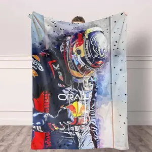 Formula Racing Flannel Blanket, Max Verstappen Helmet Print, UltraSoft, Lightweight, Warm and Cozy, Perfect for Race Fans, Living Room, Bedroom, Game Day, Travel, Birthday Gift, Car Decor, Sports Enthusiasts.
