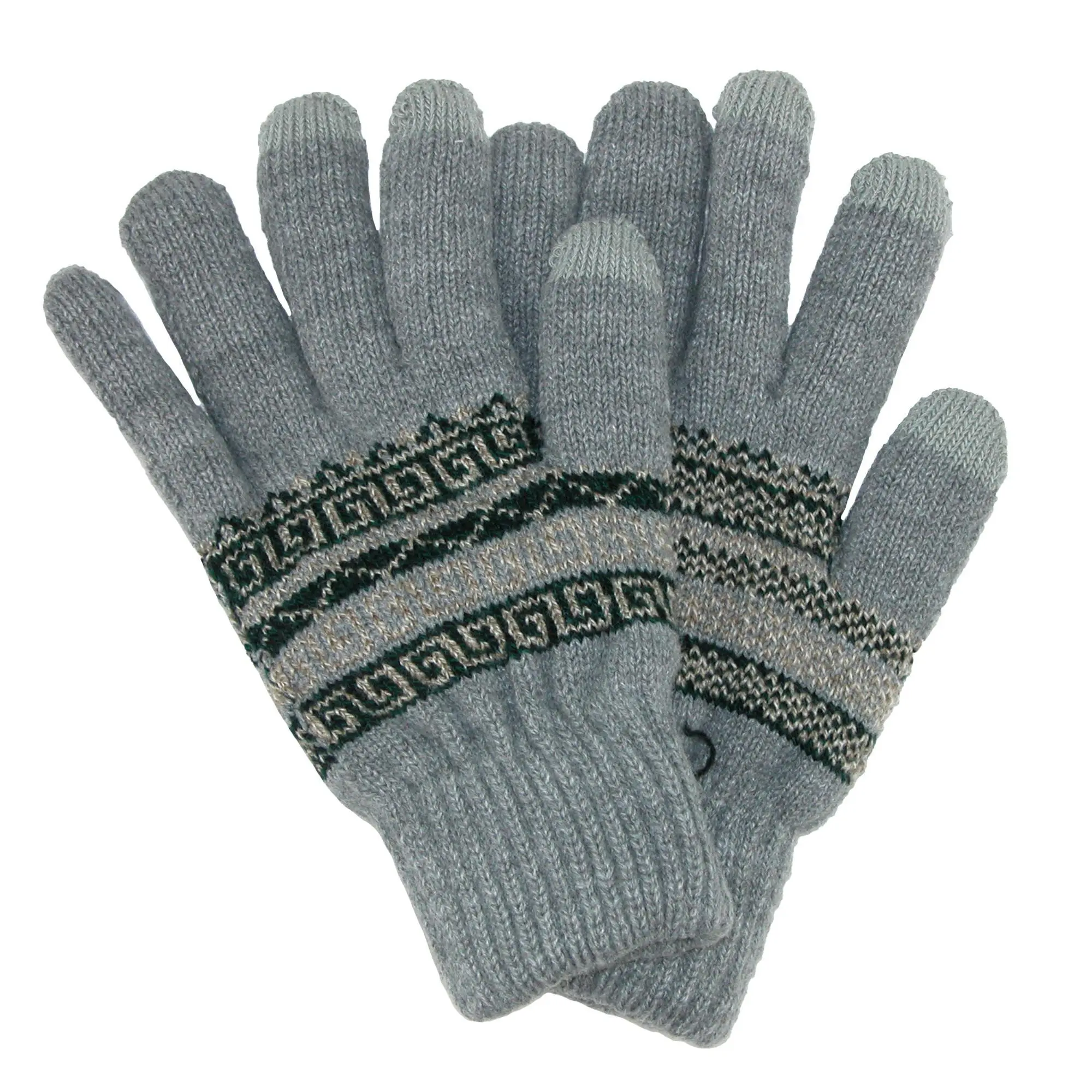 CTM Male Keep Warm Geometric Fairisle Full Finger Acrylic Touch Screen Gloves, OneSize
