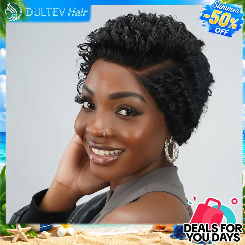 Dultev 13x6 Wear Go Pixie Cut Wigs 001 for Women 180% Density Glueless Lace Front Layered Luxury Beauty Curly HD Human Hair Wig Lace Closure Wigs #TikTokShopBackToSchool