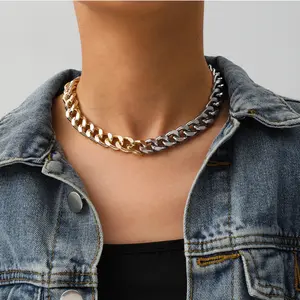 Two-toned Chunky Link Necklace Cuban Chain