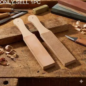 Professional Double-Sided Leather Strop with Wood Handle for Razors Knives Maintenance Portable Sharpening Tool Honing Polishing Kit Kitchen Outdoor Blades Care Efficient Edge Keeping Accessory