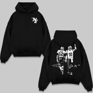 Retro Drake Maye & Tom With Signature Football Hoodie, Vintage Sport Shirt, New England Team Players Shirt, Game Day Outfits, American Football Graphic Shirt, Gift For Football Fans