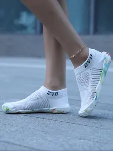 Women's Letter Print Hollow Out Slip on Water Shoes, Casual Sporty Breathable Quick Drying Water Shoes, Outdoor Barefoot Shoes for Swimming, Fishing, Hiking, Water Aqua Shoes