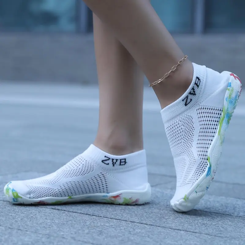Women's Letter Print Hollow Out Slip on Water Shoes, Casual Sporty Breathable Quick Drying Water Shoes, Outdoor Barefoot Shoes for Swimming, Fishing, Hiking, Water Aqua Shoes, Lightweight Swim Shoes, Water Footwear