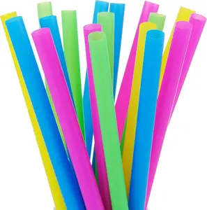 100 Extra Large Plastic Bubble Tea Smoothie Straws, 1/2" Wide X 8 1/2" Long Boba Straws