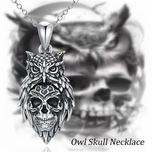 Owl Skull Necklace: Symbolic Pendant of Rebirth & Wisdom, Lucky Charm for Owl Enthusiasts, Meaningful Gift for Owl Lovers