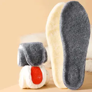 Wool Insulated Shoe Insoles - Thermal Warm Winter Inserts with Air Cushion Shock Absorption, Breathable Odor Prevent, Trimmable for Boots, Sneakers, Casual Shoes & Slippers