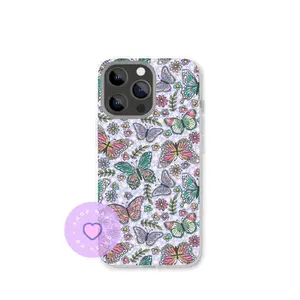 Colorful Butterflies Purple BG Design Clear Phone Case Insert for iPhone Models - Premium Photo Paper Material, Case Insert Only