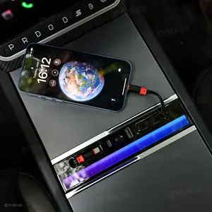 RGB USB Hub Adapter With Ambient Light for Tesla Model Y Juniper/3 Highland Center Console Multiport