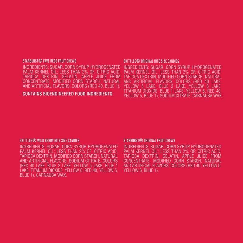 SKITTLES Original, SKITTLES Wild Berry & STARBURST Original and STARBURST FaveReds Fun Size - WRIGLEY'S Assorted Candy Variety Pack - Candy Bulk Individually Wrapped, 20.13oz