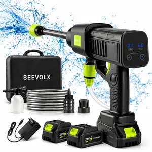 SEEVOLX Cordless Pressure Washer 21V Battery Powered with 10-Level Adjustable Pressure 2x1300mAh Batteries 6-in-1 Nozzle 10M Hose Foam Cannon Portable Handheld for Car Patio Garden Cleaning