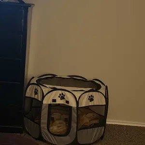 Dog Cat Playpen, Puppy Pet Playpen Indoor for Small Dogs Tent Crates Cage Outdoor, Portable Pop Up Dog Kennel Playpen with Carrying Case for Dogs/Cats/Rabbits, Removable Zipper Top, Grey Kittens