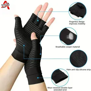 ApexSportGear 2026 New Copper Infused Compression Fingerless Gloves for Women & Men, Copper Fiber Hand Brace, Anti-Slip Grip, Breathable Comfort for Daily, Gym, Work, Typing & Arthritis Hand Care