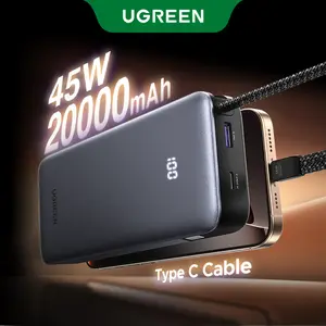 UGREEN Nexode Power Bank 20000mAh 45W with Built-in Cable, Fast Charging Portable Charger for iPhone 17 Pro/Samsung S25 Ultra/iPad Pro, 3-Port External Battery Pack with Digital Display, Travel Ready,DealsForYouDays