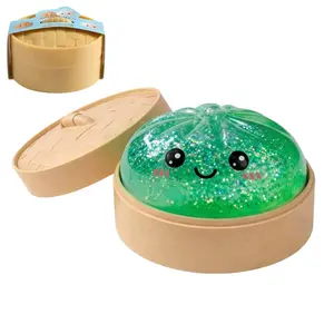 NeeDoh 2026 New Glitter Dumpling Squishy with Steamer Box, Soft Decompression Sensory Gift with Steamer Box