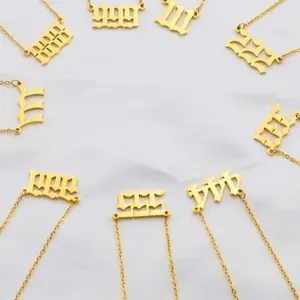 Angel Number Necklace For Women, Dainty 111 222 333 444 555 666 777 888 999 Pendants Choker Chain Numerology Jewelry Birthday Gift