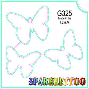 212 MAIN Ruby Red G325 Glitter Henna Tattoo Stencils, 3-Ply, 1.5x2.3x2.3 in, 3-Butterflies Design, Vibrant Hue, Skin-Safe, Pack of 100, for Men's Costumes & Special Occasions, Henna Stencils