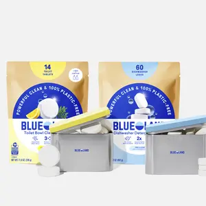 Blueland Dishwasher & Toilet Bowl Cleaner Duo, Mineral & Plant-Based Tablets with Storage Tins, Fragrance-Free & Lemon Cedar
