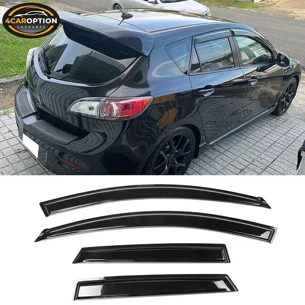 Fits 10-13 Mazda 3 Hatchback Window Visors Rain Sun Guard Vent 4Pc Set