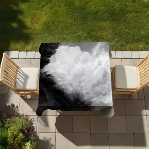 360 Stand Square Monochrome Clouds Tablecloth - 58x58 in., Indoor, Outdoor Patio & Dining Table Home Decor (Model C1TC5858AQQHLA), Outdoor Living Furniture