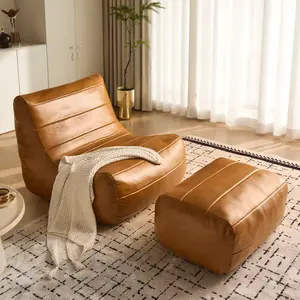 ALTRIGUS Big Bean Bag Lounger Chairs With Ottoman Large Beanbag Chair for Adults Bean Bag Ergonomic Sofa with Memory Foam Filled for Living Room, Bedroom or Balcony