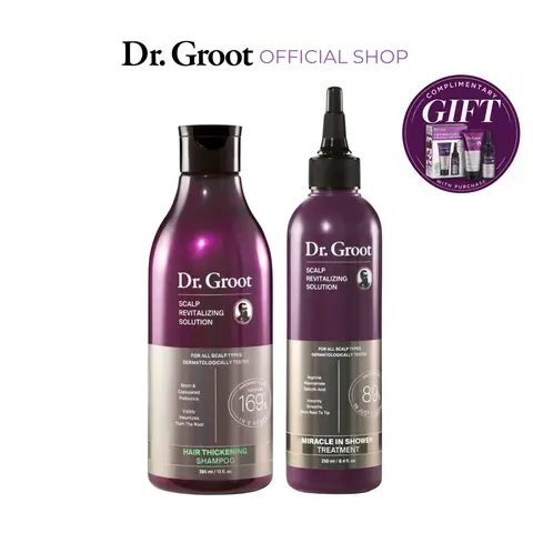 Dr. Groot Hair & Scalp Dynamic Duo Set, Korean Color Safe for Permanent Hair Color Haircare, Hair Thickening, Biotin, Keratin