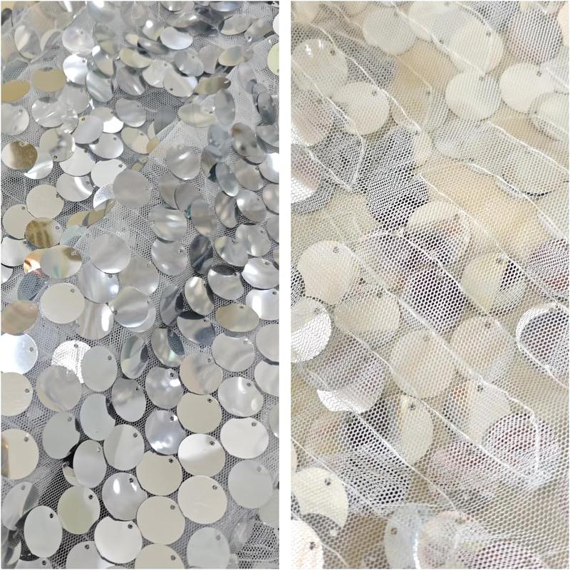 GLITZ HAPPY Silver Sequin　Backdrop 8 ft x 9 ft Shiny Wall Backdrop  for Birthday Christmas Wedding Parties Hanging Glitter Photo Studio Backdrop with 4 Inch Rod Pocket