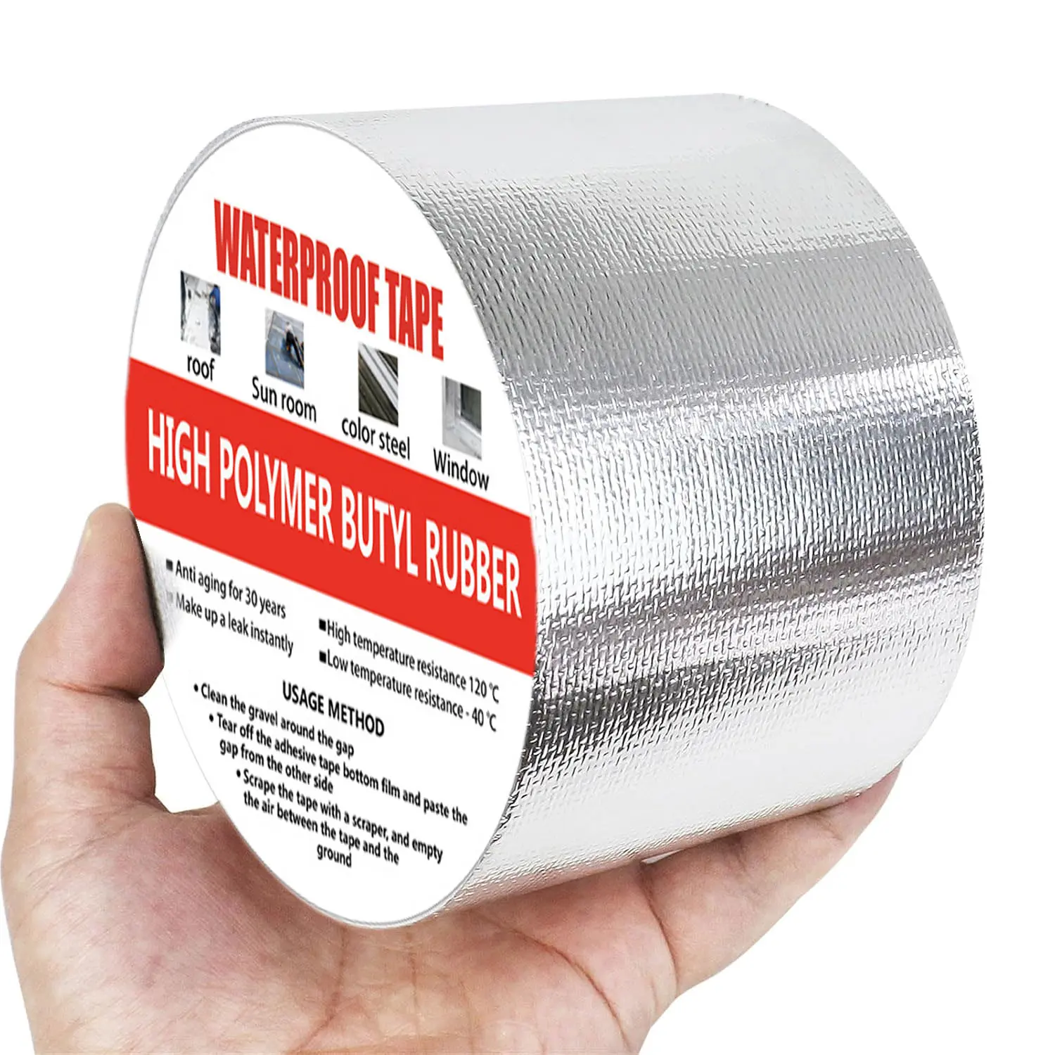 Waterproof tape, Waterproof Sealant Tape, Roof Repair Tape, self-adhesive waterproof roll for roof cracks, strong waterproof patching material, high viscosity, high temperature resistant, butyl rubber, Long Lasting Adhesive