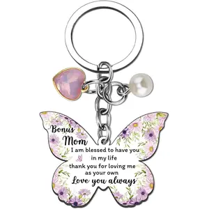 Butterfly Keychain Gifts for Sister in Law, Cousin, Bonus Mom - Mothers Day Birthday Key Bag Accessories for Her