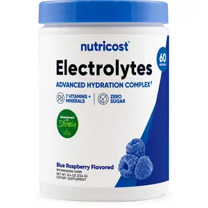 Nutricost Electrolyte Drink Mix Blue Raspberry 60 Servings – Sugar Free Hydration Supplement