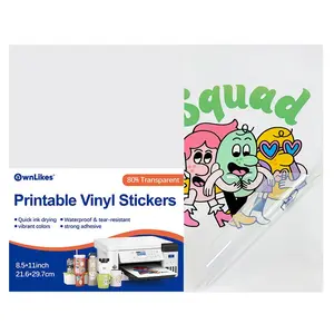 18 Sheets of Printable Transparent Stickers – Premium Vinyl Sticker Paper – Waterproof & Tear-Resistant – Quick-Drying Ink – Clear Glossy Finish (8.5 x 11 Inches) – Compatible with Inkjet and Laser Printers