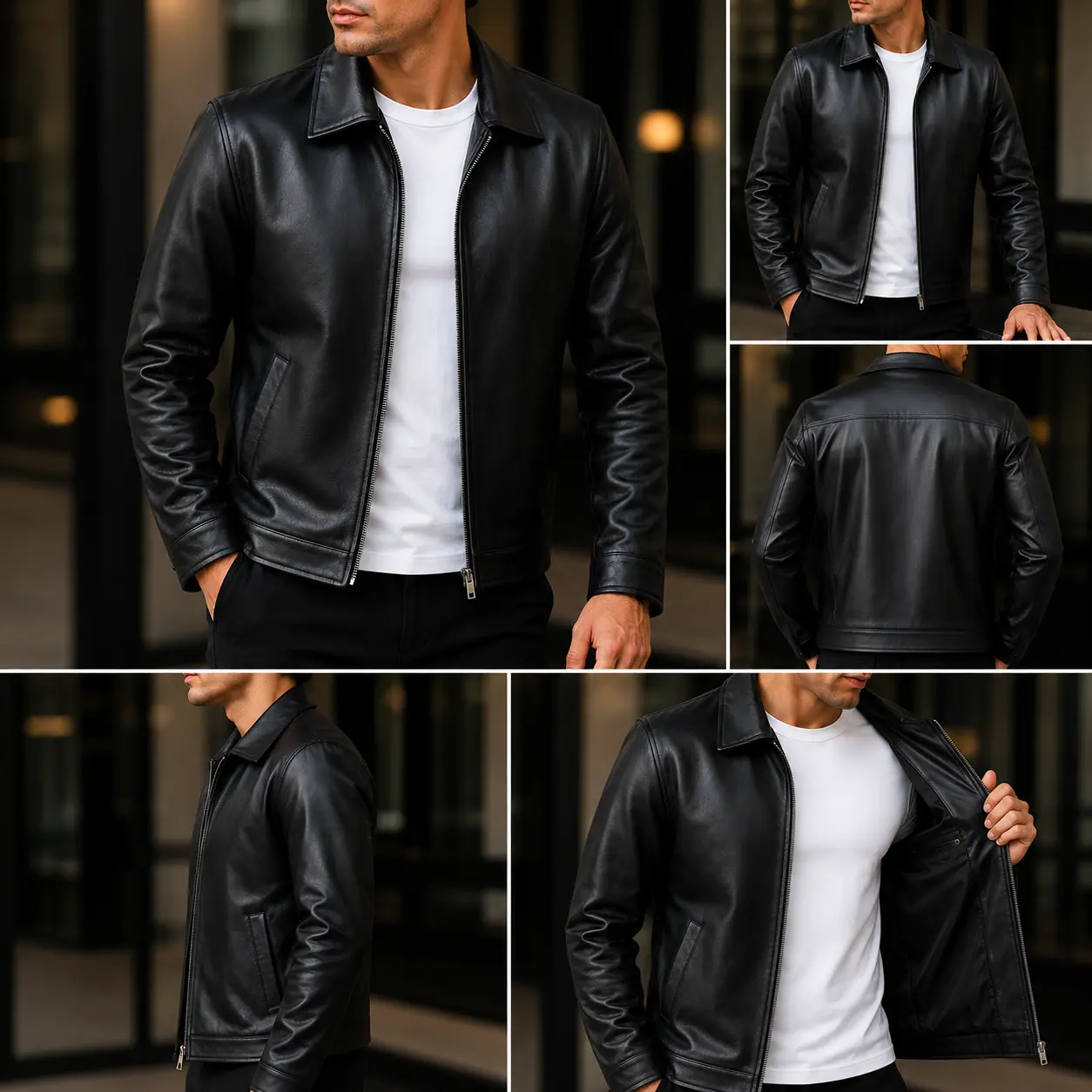 Men's Casual Leather Lightweight Jacket, Menswear Outerwear - Stylish Everyday Wear for Confidence Boost