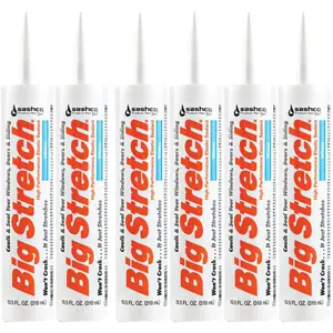 Sashco 10016 10.5oz Big Stretch High Performance Interior Exterior Weatherproof Seal Caulk - White - 6 Pack