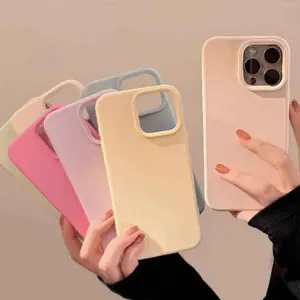 Minimalist solid color case suitable for Apple 17, full coverage 15 silicone iPhone 16, large hole anti-drop 13 for women 15