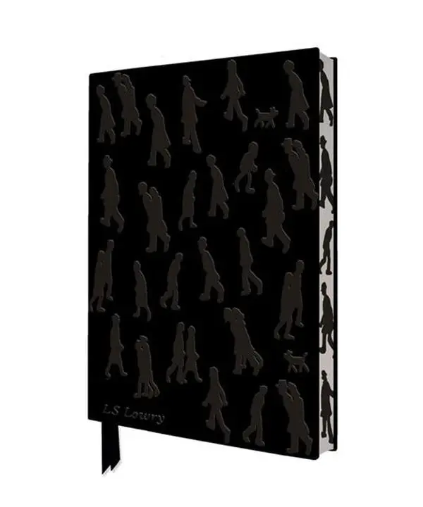 Artisan Art Journal with L.S. Lowry Matchstick Men Doodles, Faux Leather Cover, 176 Lined Pages, Decorated Edges, Ribbon Bookmarks - Office Stationery Notebook for Lists, Journaling Supplies, Whimsical Notebooks, Art Lovers