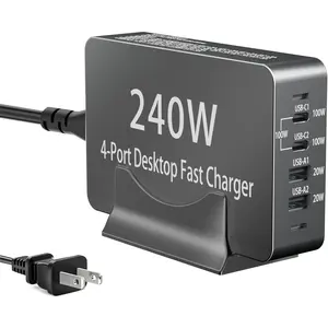 240W USB C Charger Block, 4 Port USB   Station 100W Laptop Power Adapter for MacBook, Laptop, Tablet, iPad, , Cell Phone Multiple Devices  Station, Type C Charger