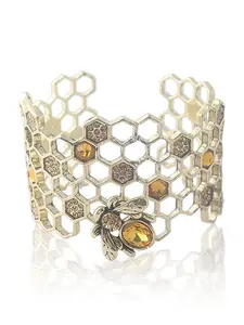 Honey Bee Design Cuff Bangle, Fashionable Hollow Out Design Bracelet for Women & Girls, Trendy All-match & Exquisite Jewelry for Birthday Gift