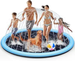 Peteast Dog Splash Pad 67" Anti-Slip Dog Pool for Large Dogs - BPA Free 0.58mm Thick Dog Sprinkler Outdoor Dog Toys - Dog Accessories for Large Dogs