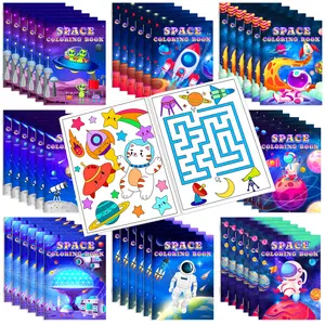 48 Pack Outer Space Coloring Book Bulk for Kids, Astronaut Alien Rocket Galaxy Designs, Solar System Birthday Planet Party Decor, Goodie Bag Gift Stuffers