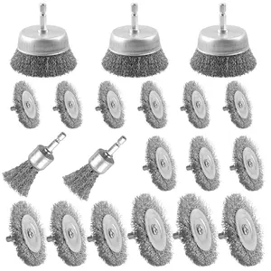 Wire Brush for Drill Set, 20 count Wire Wheel Cup Brush with 1/4'' Hex Shank, Drill Wire Brush Attachment, Ideal for Removing Rust// - Extend Life & Reduced Wire Brea